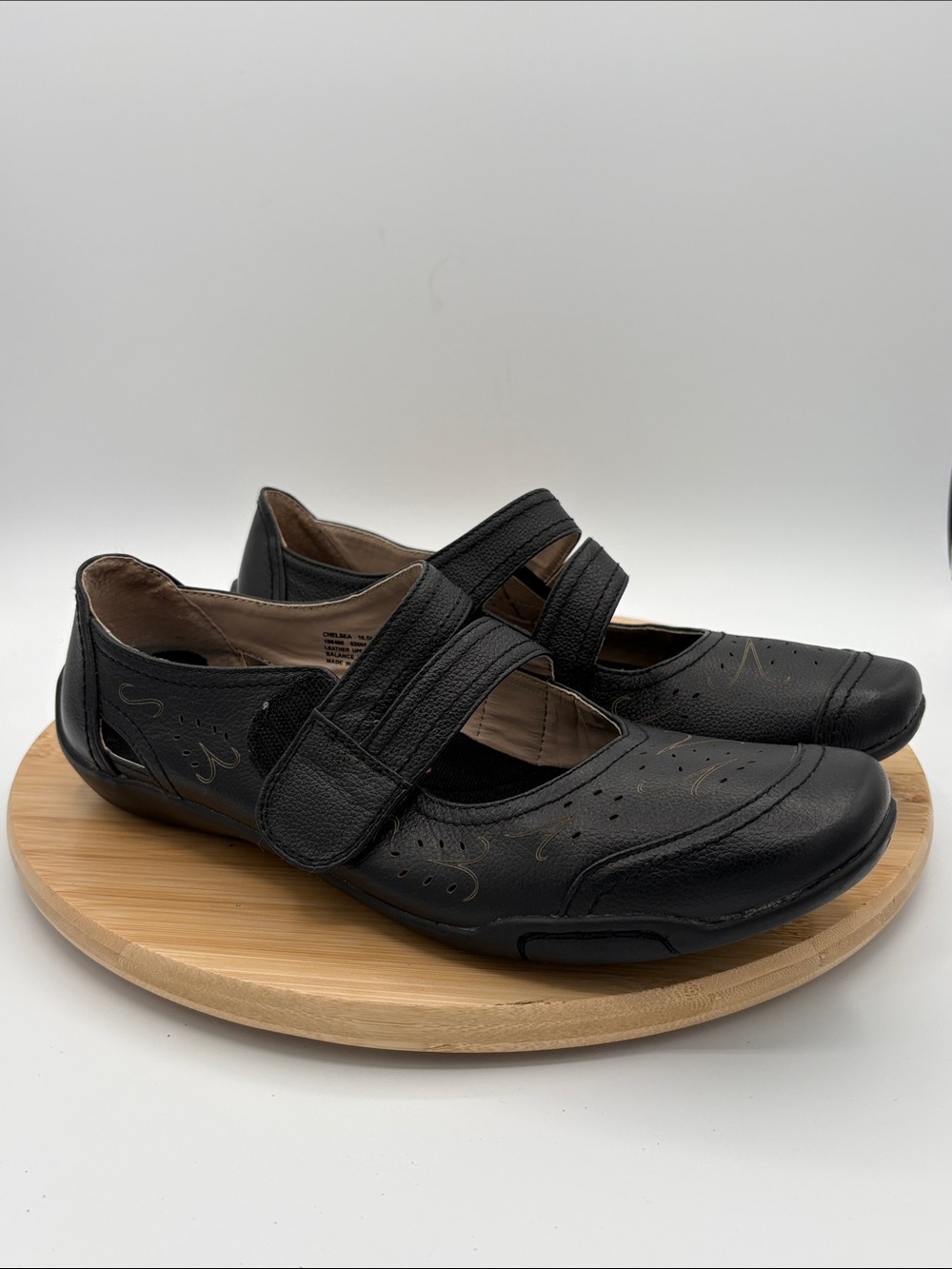 Ros Hommerson Chelsea Mary Jane Shoes Women 10.5W Black Leather Comfort Wide